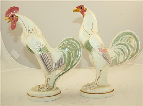 Two Royal Worcester figures  Game Cock and Chanticleer, modelled by Doris Lindner, 27cm